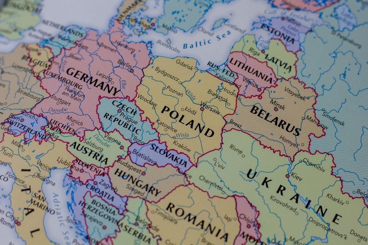 Poland Ukraine Europe map