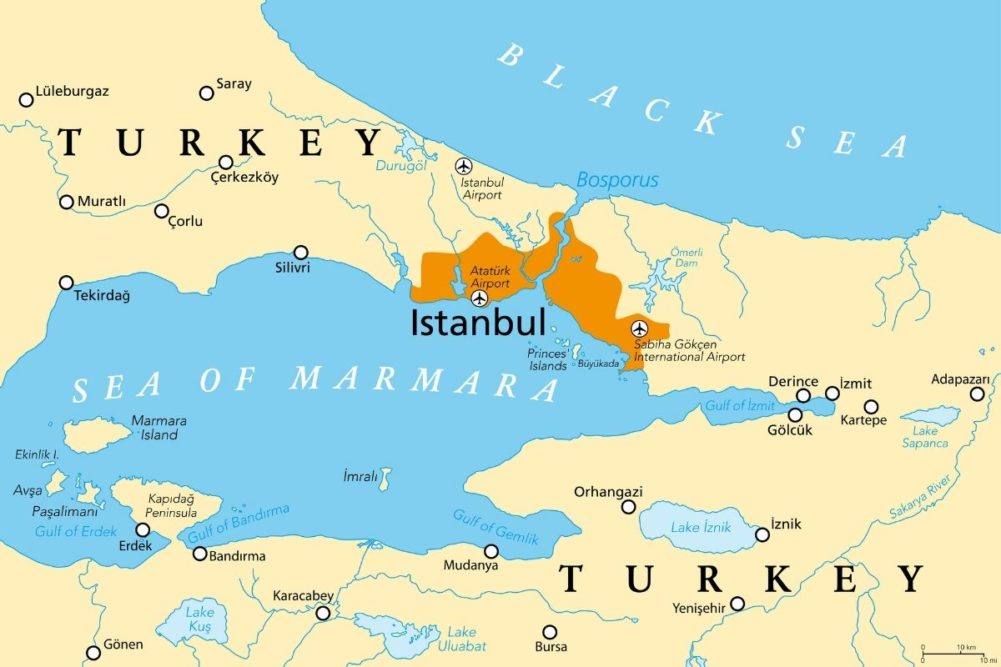 Turkey map Bosporus Black Sea