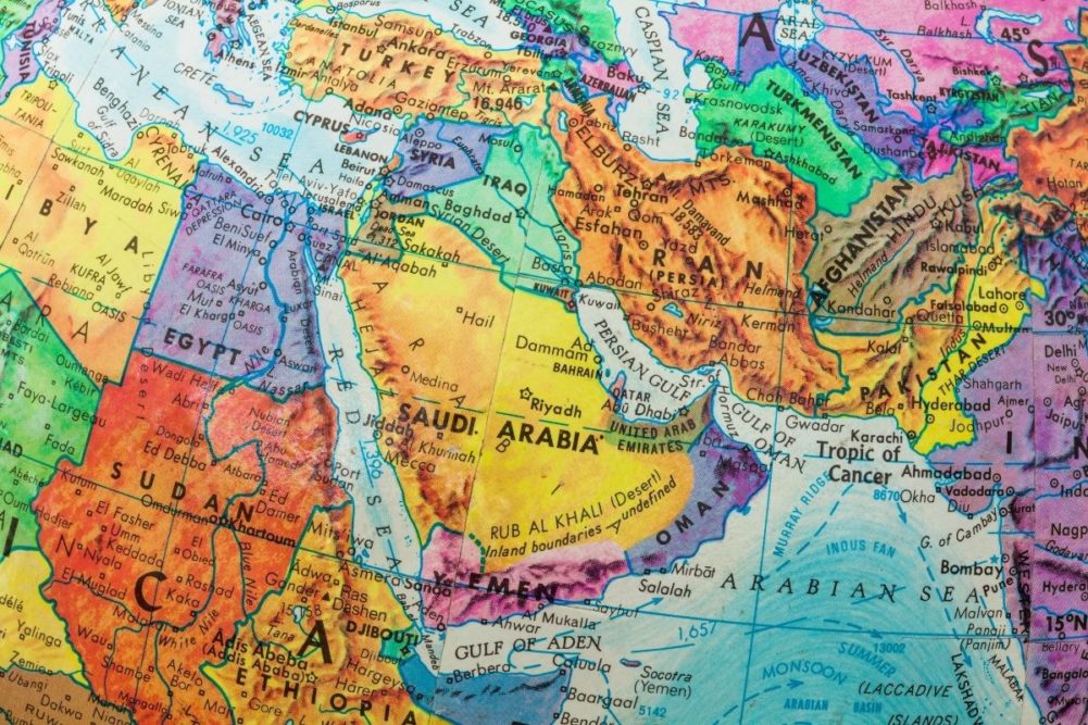 Old Globe Map Middle East