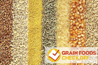 Grain foods checkoff logo with whole grains e