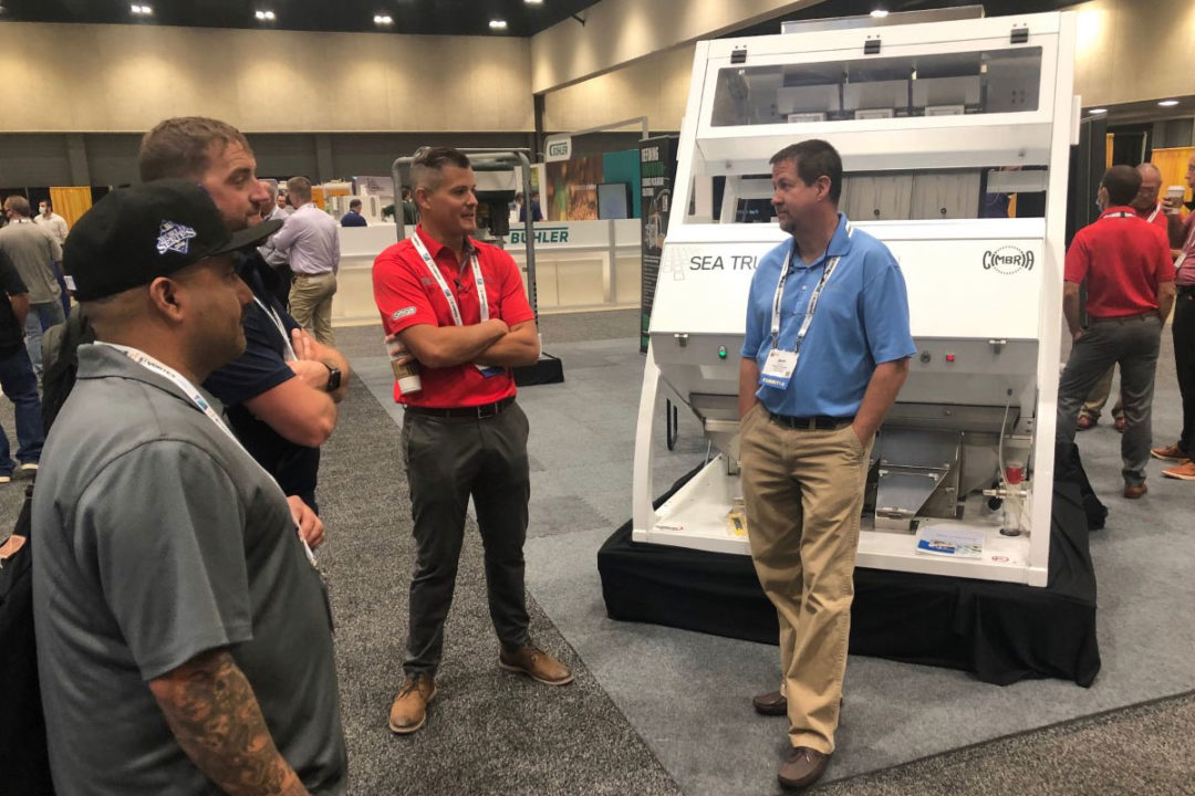 Cimbria was showcasing its Truer color sorter at the IAOM Expo. Photo by Arvin Donley.
