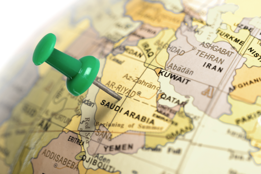 Saudi Arabia marked on a globe
